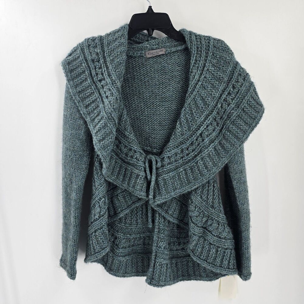 Elsamanda Cardigan Sweater Green - Made In Italy Anthropologie Sz Small Prairie